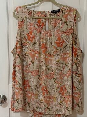 Context Cream Camisole with Coral Floral Print